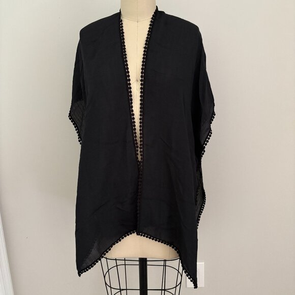 Steve Madden Black Open Front Swim Bathing Suit Cover Top NWT OS - Picture 1 of 7